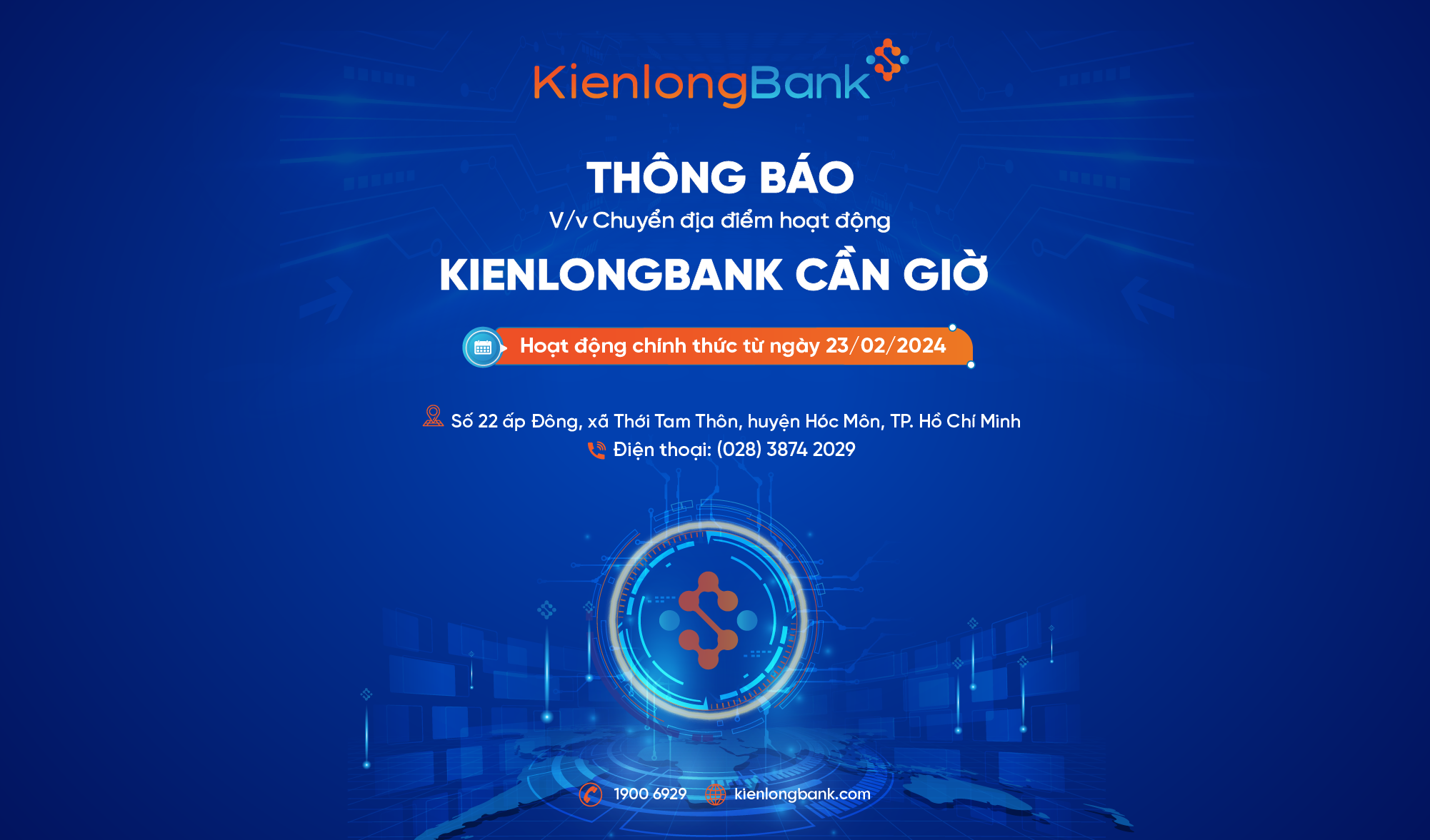 Thông báo v/v chuyển địa điểm hoạt động KienlongBank Cần Giờ