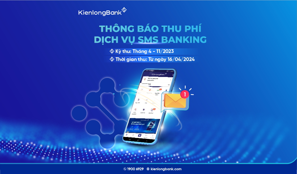KienlongBank thông báo thu phí dịch vụ SMS Banking