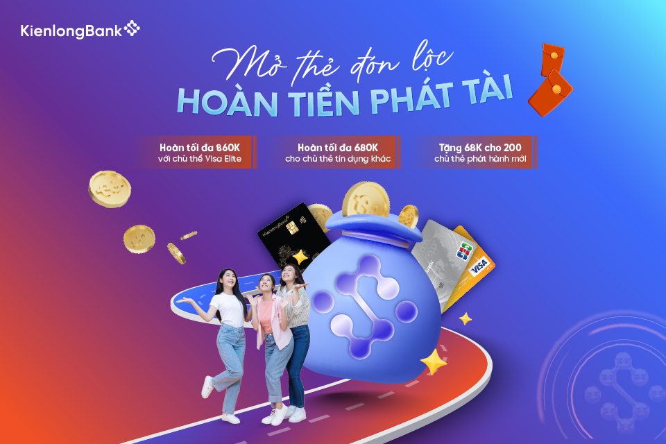 Ưu đãi hoàn tiền siêu khủng dành tặng chủ thẻ tín dụng KienlongBank Ưu đãi hoàn tiền siêu khủng dành tặng chủ thẻ tín dụng KienlongBank